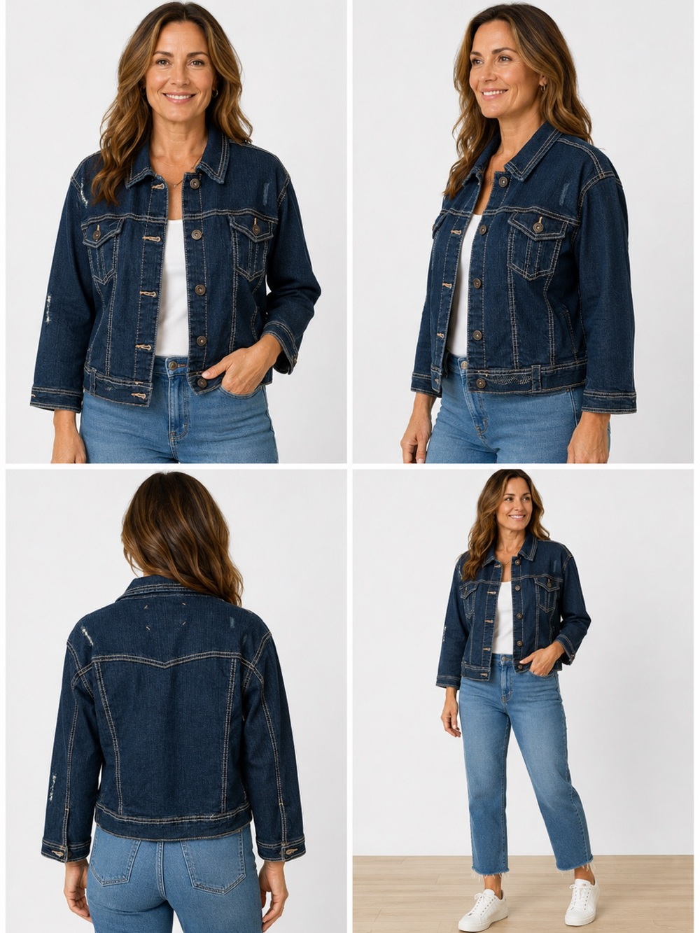 Vintage Y2K Rue21 Curvy Denim Jacket Distressed Dark Wash Cropped XL